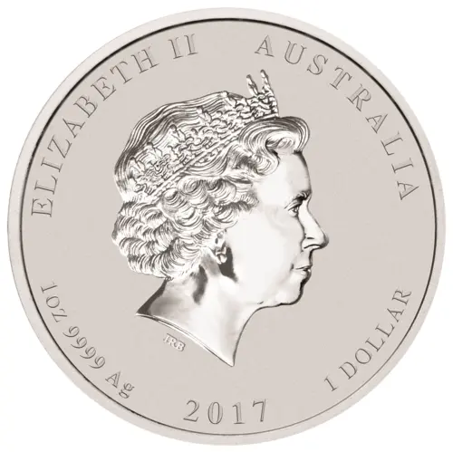 Rückseite der 1 Unze Silber Lunar II Hahn 2017 von Hersteller Perth Mint