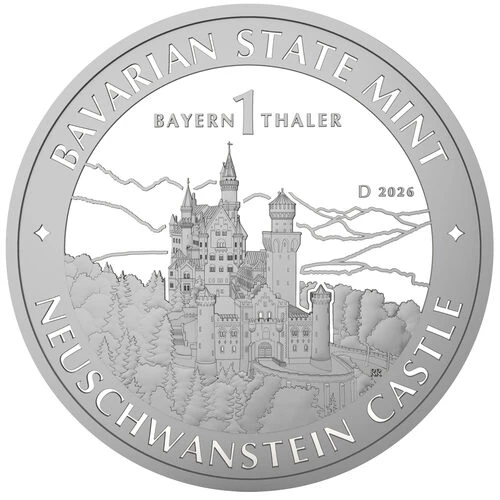 1 Unze Silber Bayern Thaler 2026 Motivseite 1 Unze Silber Bayern Thaler 2026 Motivseite