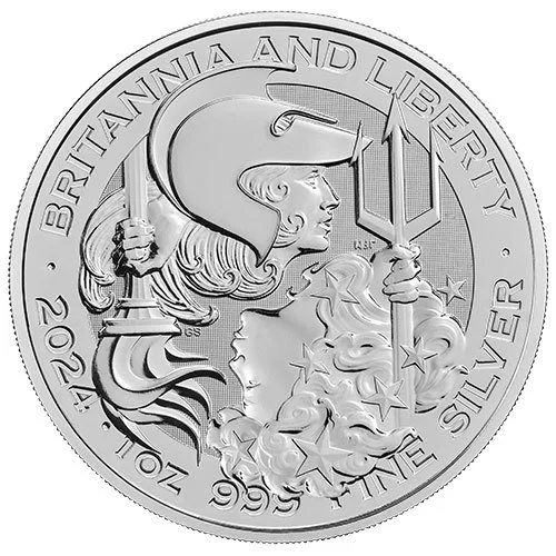 1 Unze Silber Britannia and Liberty 2024 Vorderseite