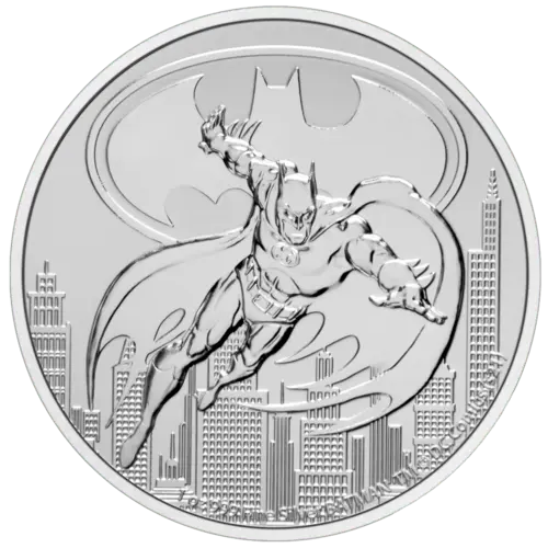 Vorderseite der 1 Unze Silber Niue DC Comics Batman 2021 von Hersteller New Zealand Mint