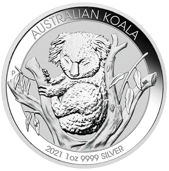 Vorderseite von 1 Unze Silber Australian Koala 2021 von Hersteller Perth Mint