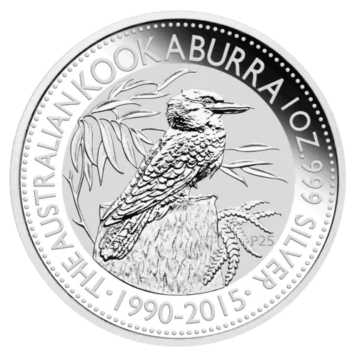 Vorderseite der 1 Unze Silbermünze Kookaburra von Hersteller The Perth Mint Australia 