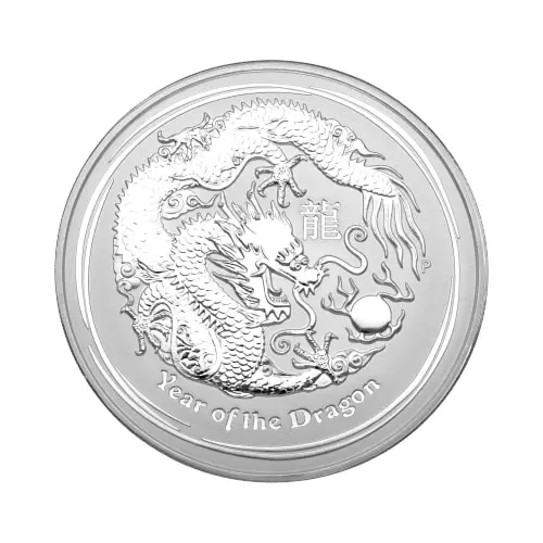 Vorderseite der 1 Unze Silber Lunar II Drache 2012 von Hersteller Perth Mint Australien (differenzbesteuert)