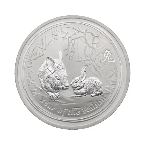 Vorderseite der 1 Unze Silber Lunar II  Hase 2011 von Hersteller Perth Mint Australien (differenzbesteuerung9