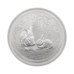 Vorderseite der 1 Unze Silber Lunar II  Hase 2011 von Hersteller Perth Mint Australien