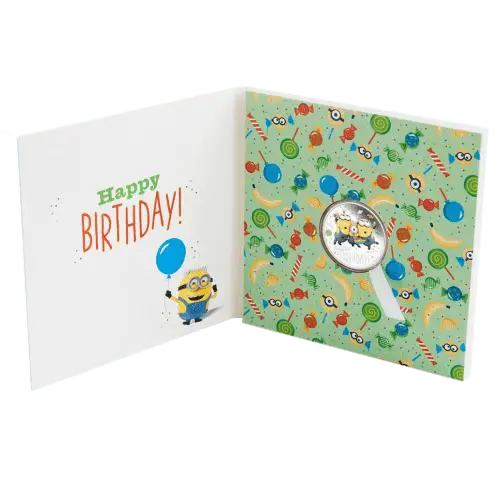 1 Unze Silber Minions Happy Birthday 2019 in Geschenkkarte