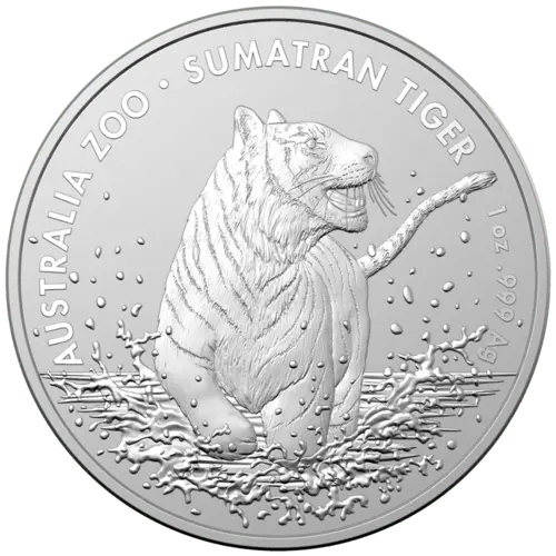 Vorderseite der 1 Unze Silber Australia Zoo Sumatra Tiger 2020 von Hersteller Royal Australian Mint