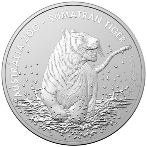 Vorderseite der 1 Unze Silber Australia Zoo Sumatra Tiger 2020 von Hersteller Royal Australian Mint