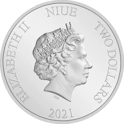 Rückseite der 1 Unze Silber Niue Meeresschildkröte 2021 von Hersteller New Zealand Mint