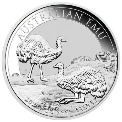 Vorderseite der 1 Unze Silber Australien Emu 2020 von Hersteller Perth Mint