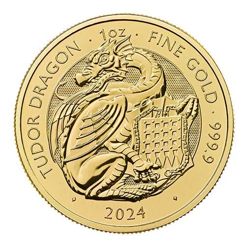 1 Unze Gold The Royal Tudor Beasts Dragon 2024 Wertseite