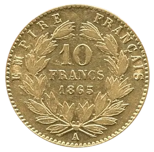 Rückseite 10 Francs Goldmünze Frankreich diverse Jahrgänge, von dem Hersteller Monnaie de Paris