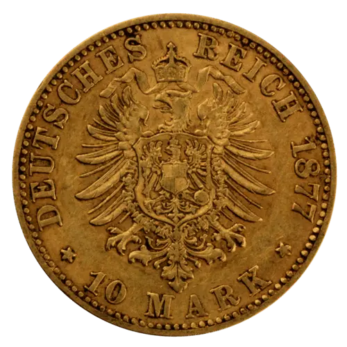 Rückseite Goldmünze 3,58 Gramm 10 Mark Deutsches Kaiserreich diverse Jahrgänge, der Hersteller Diverse Münzprägestätten des Deutschen Kaiserreiches