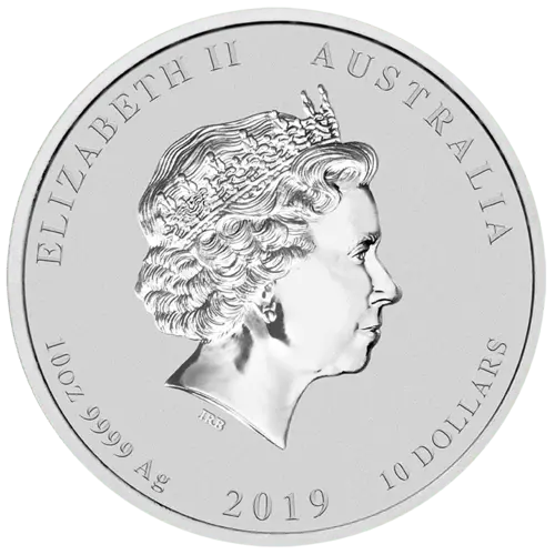 Rückseite 10 Unzen Silber Lunar II Schwein 2019 von Hersteller Perth Mint