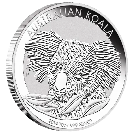 Seitenansicht der 10 Unzen Silber Australian Koala 2014 von Hersteller Perth Mint