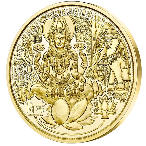 1/2 oz Gold 100 Euro Das Goldene Indien 2023 Wertseite