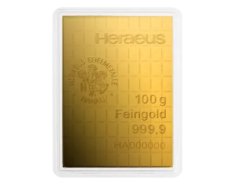 100 x 1 g CombiBar Goldtafel Heraeus