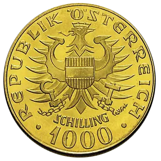 12,15 g Gold 1000 Schilling Babenberger Goldmünze Österreich