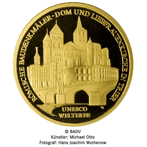 Vorderseite Goldmünze 1/2 Unze 100 Euro Deutschland 2009 UNESCO Welterbe - Trier, der Hersteller Div. dt. Prägeanstalten