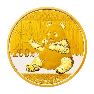 Vorderseite Goldmünze 15 Gramm China Panda 2017, der Hersteller China Mint / China Gold Coin Inc./ Shanghai Mint