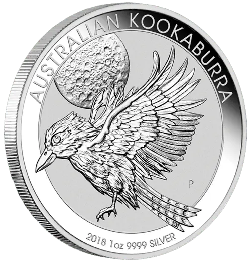 Seitenansicht der 1 Unze Silber Kookaburra 2018 von Hersteller Perth Mint