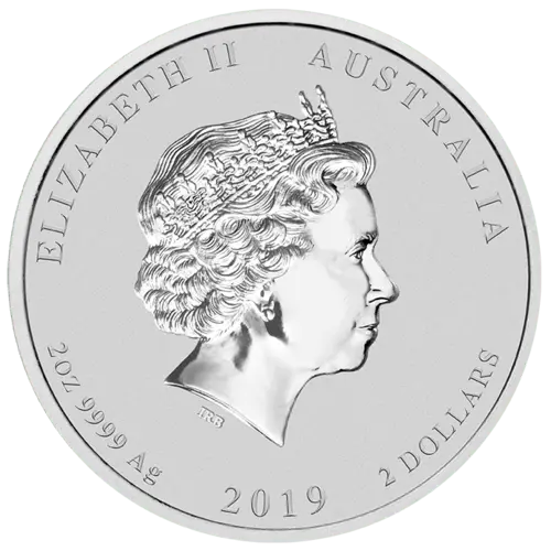 Rückseite der 2 Unzen Silber Lunar II Schwein 2019 von Hersteller Perth Mint