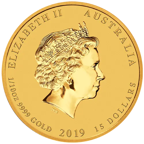 Rückseite von der Gruppe der Goldmünzen 1/10 Unze Lunar II Schwein 2019, der Hersteller Perth Mint Australia