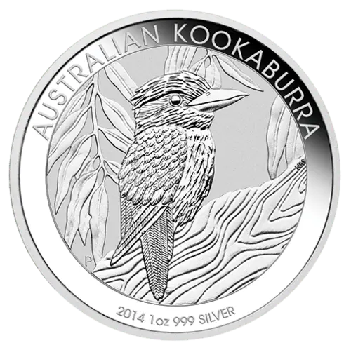 Vorderseite der 1 Unze Silbermünze Kookaburra von Hersteller The Perth Mint Australia 