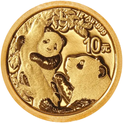 Vorderseite Goldmünze 1 Gramm China Panda 2021, der Hersteller China Mint / China Gold Coin Inc./ Shanghai Mint