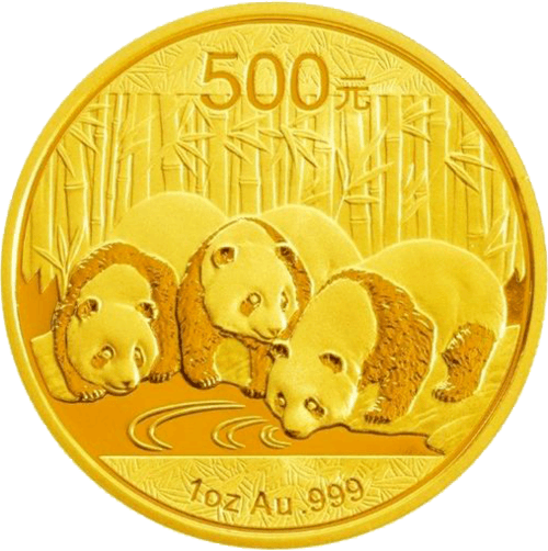 1 Unze Gold China Panda | Vorderseite der Panda Goldmünze 1 Unze der China Mint