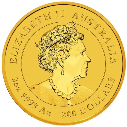 Rückseite Goldmünze 2 Unzen Lunar III Maus 2020, der Hersteller Perth Mint Australia