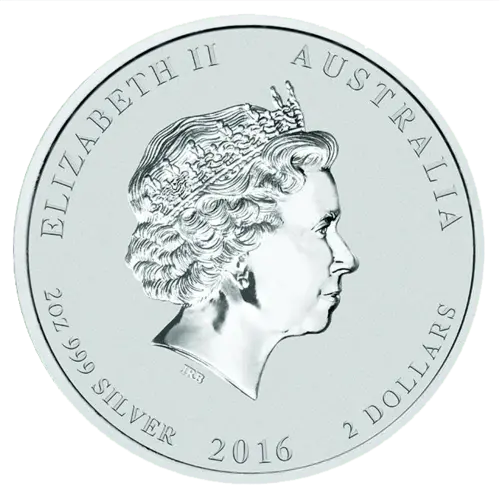 Rückseite der 2 Unzen Silber Lunar II Affe 2016 von Hersteller Perth Mint