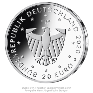 Rückseite 20 Euro Silber Gedenkmünze Freiburg 2020