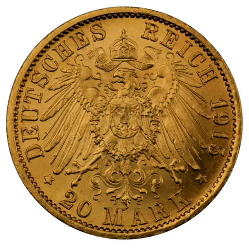 Rückseite Goldmünze 7,17 Gramm 20 Mark Deutsches Kaiserreich diverse Jahrgänge, Hersteller Diverse Münzprägestätten des Deutschen Kaiserreiches