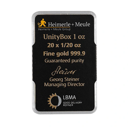 20 x 1/20 Unze Gold UnityBox Heimerle und Meule