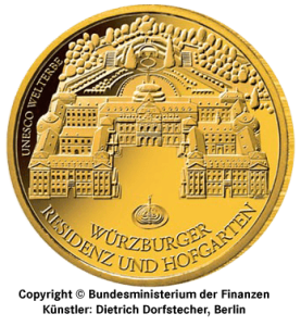 1/2 oz Gold 100 Euro Deutschland 2010 UNESCO Welterbe Würzburger Residenz