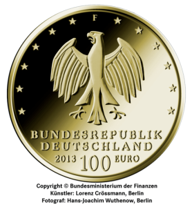 Rückseite 1/2 oz Gold 100 Euro Deutschland 2013 UNESCO Welterbe - Gartenreich Dessau-Wörlitz