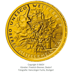 1/2 oz Gold 100 Euro Deutschland 2015 UNESCO Welterbe - Mittelrheintal