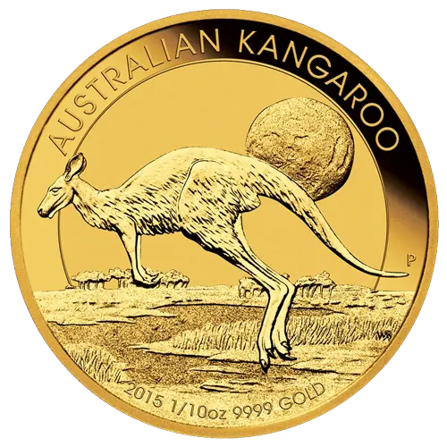 Vorderseite Goldmünze 1/10 Unze Australien Känguru diverse Jahrgänge, der Hersteller Perth Mint Australia