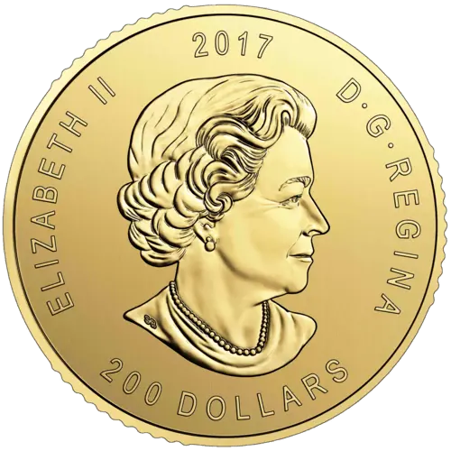 Rückseite Goldmünze 1 Unze Kanada Hirsch 2017, der Hersteller Royal Canadian Mint