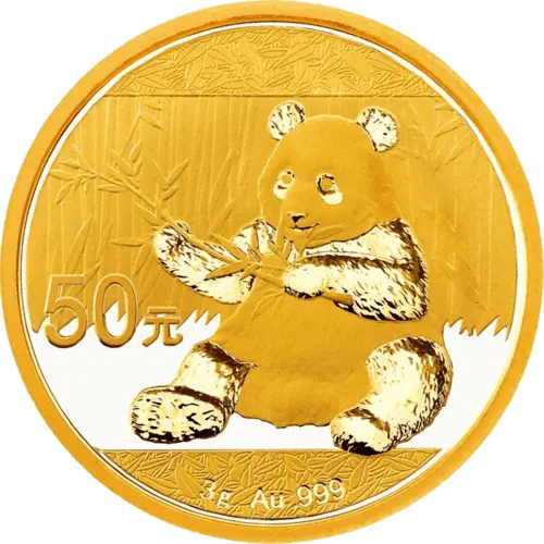 Vorderseite Goldmünze 3 Gramm China Panda 2017, der Hersteller China Mint / China Gold Coin Inc./ Shanghai Mint