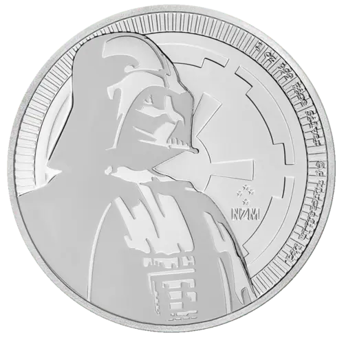 Vorderseite der 1 Unze Silber Star Wars Darth Vader 2017 von Hersteller New Zealand Mint