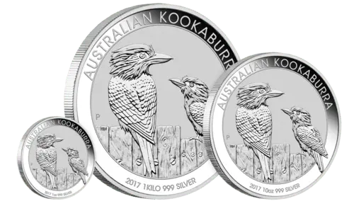 Verschiedene Größen der 1 Unze Silber Kookaburra 2017 von Perth Mint von Hersteller Perth Mint