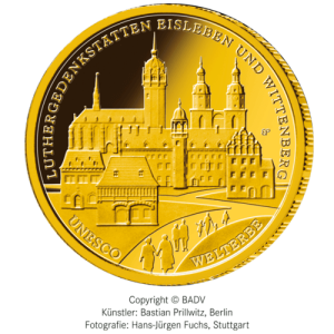 Vorderseite 1/2 oz Gold 100 Euro Deutschland 2017 UNESCO Welterbe - Luthergedenkstätten Eisleben & Wittenberg