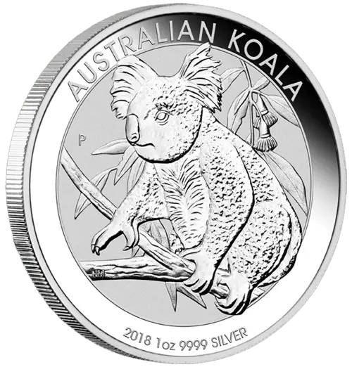 Seitenansicht der 1 Unze Silber Australian Koala 2018 von Hersteller Perth Mint