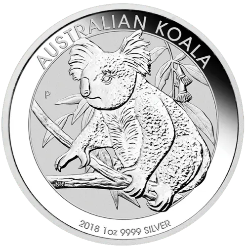 Vorderseite der 1 Unze Silber Australian Koala 2018 von Hersteller Perth Mint