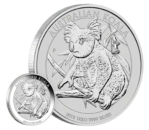 Vorderseite der 1 kg Silber Australian Koala 2018 von Hersteller Perth Mint