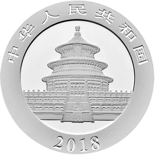 Rückseite der 30 g Silber China Panda 2018 von Hersteller China Mint