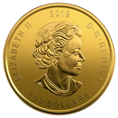 Rückseite Goldmünze 1 Unze Kanada Elch 2019, der Hersteller Royal Canadian Mint