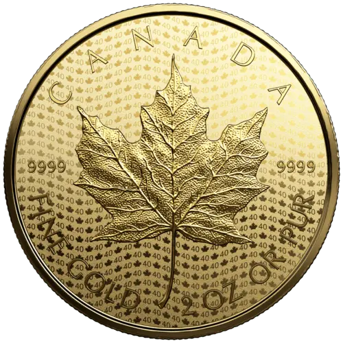 Vorderseite 2 Unzen Gold Maple Leaf 40th Anniversary 2019 - Polierte Platte 